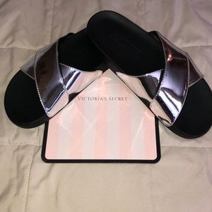 NEW Victoria’s Secret Pink Slides Silver Sz S